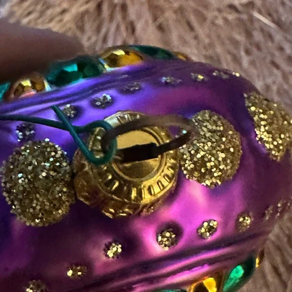 Christopher Radko? Purple and Green Floral Ornament Stunning! Vintage Glass - Picture 4 of 7